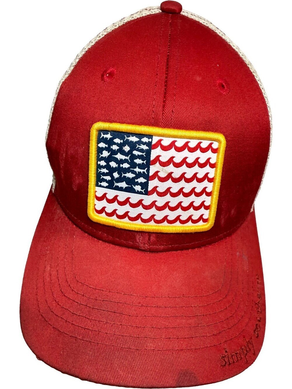 Simply Southern American Flag Fish & Waves Trucker Hat Snapback Cap Patriotic US